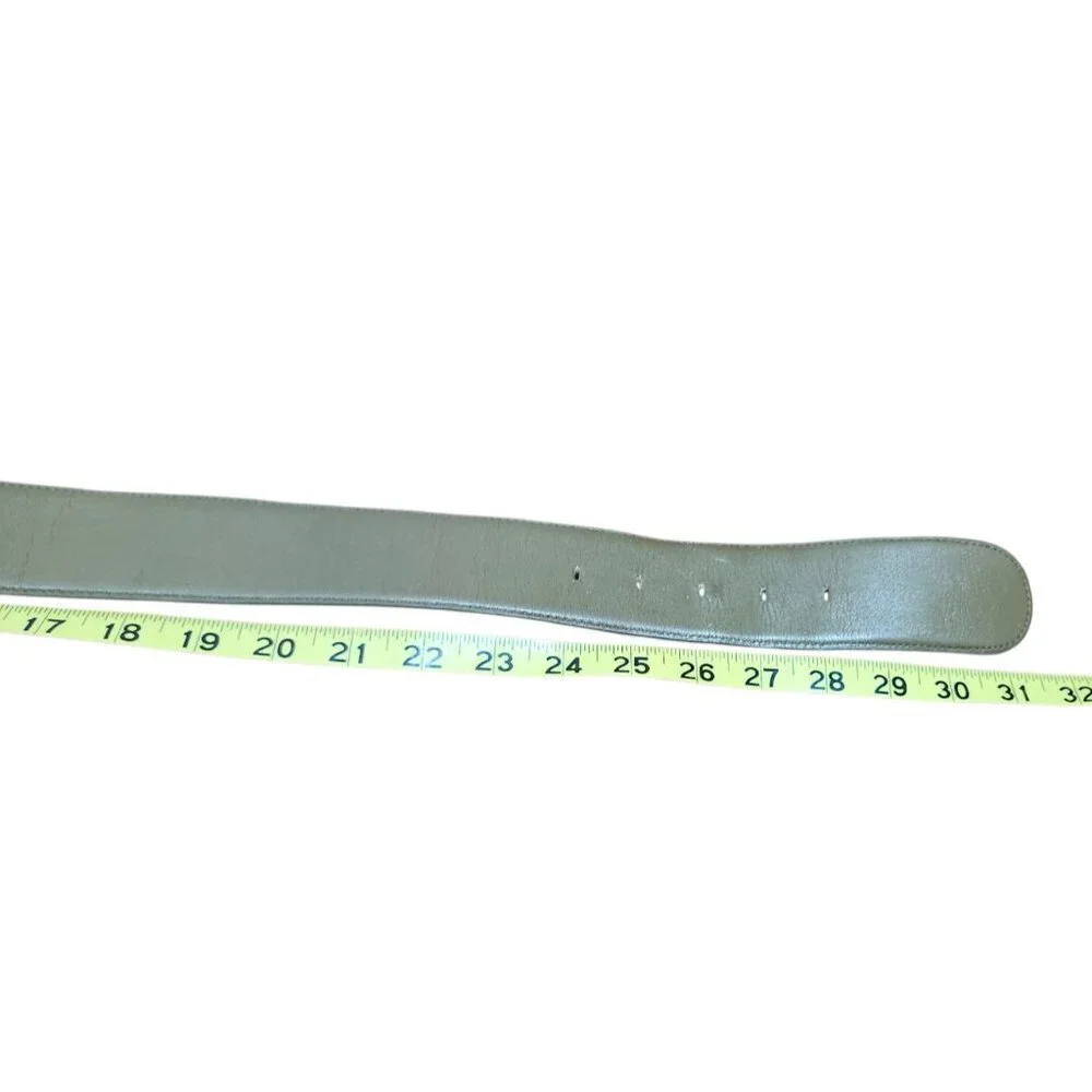 Charter Club Belt Genuine Green Leather Gold Tone Prong Women's Size S